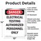 Signmission Portrait Electrical Testing Authorized Only Danger Sign, Aluminum, 10in W x 14in L, 2PK OS-2PACK-DS-A-1014-V-1786 - alternate 5